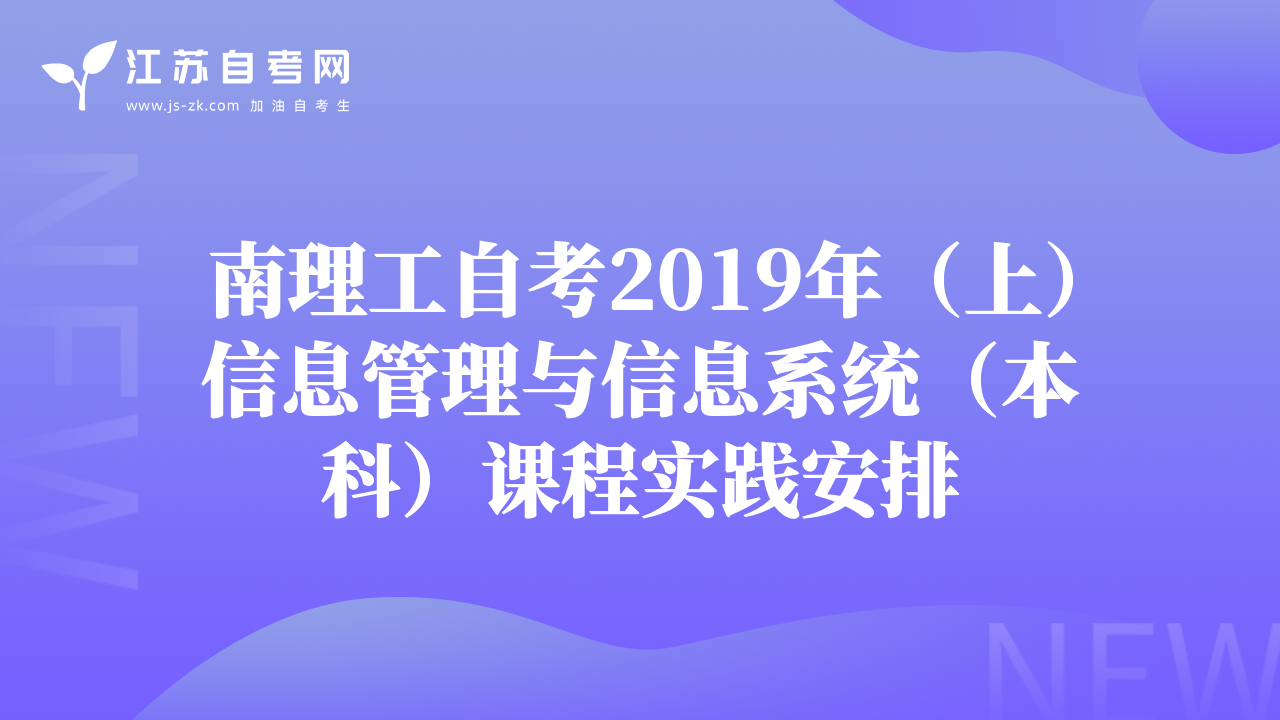 南理工自考2019年（上）信息管理與信息系統(tǒng)（本科）課程實(shí)踐安排
