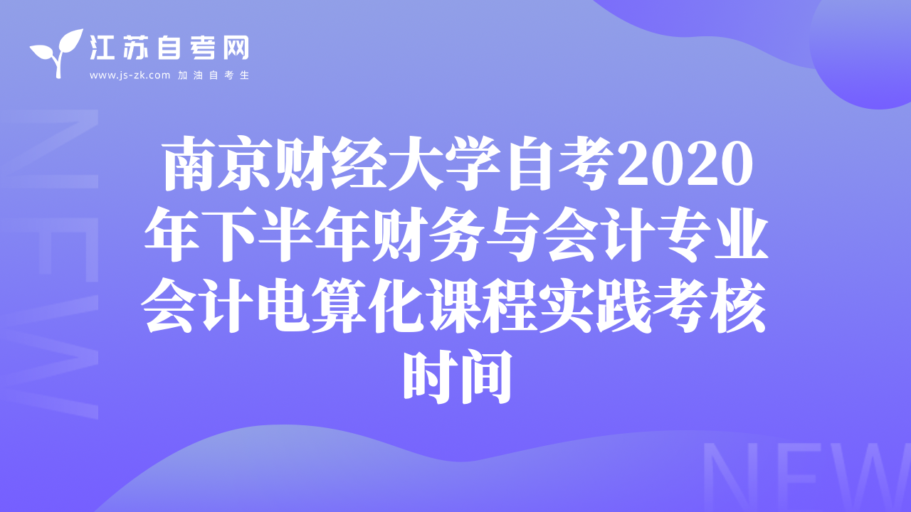南京財經(jīng)大學自考2020年下半年財務與會計專業(yè)會計電算化課程實踐考核時間