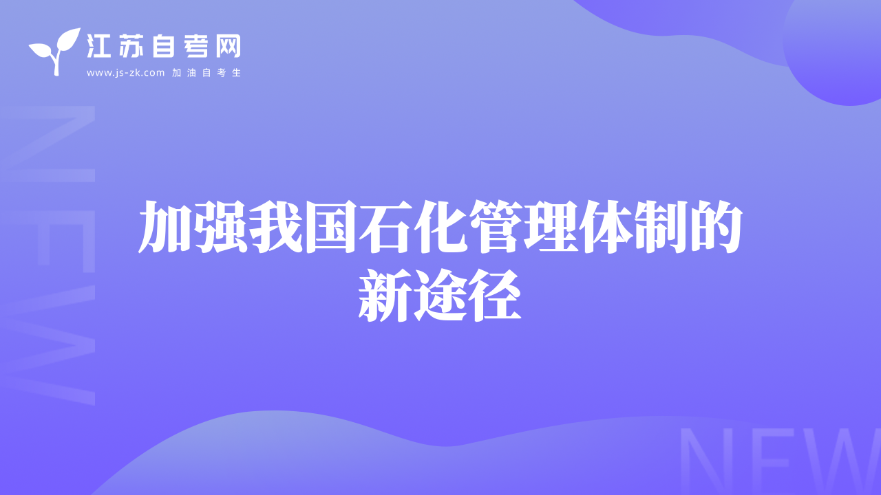 加強(qiáng)我國(guó)石化管理體制的新途徑