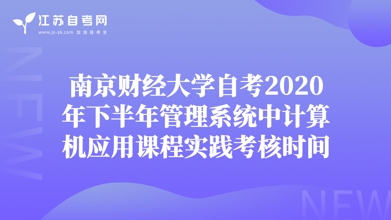 南京財(cái)經(jīng)大學(xué)自考2020年下半年管理系統(tǒng)中計(jì)算機(jī)應(yīng)用課程實(shí)踐考核時(shí)間