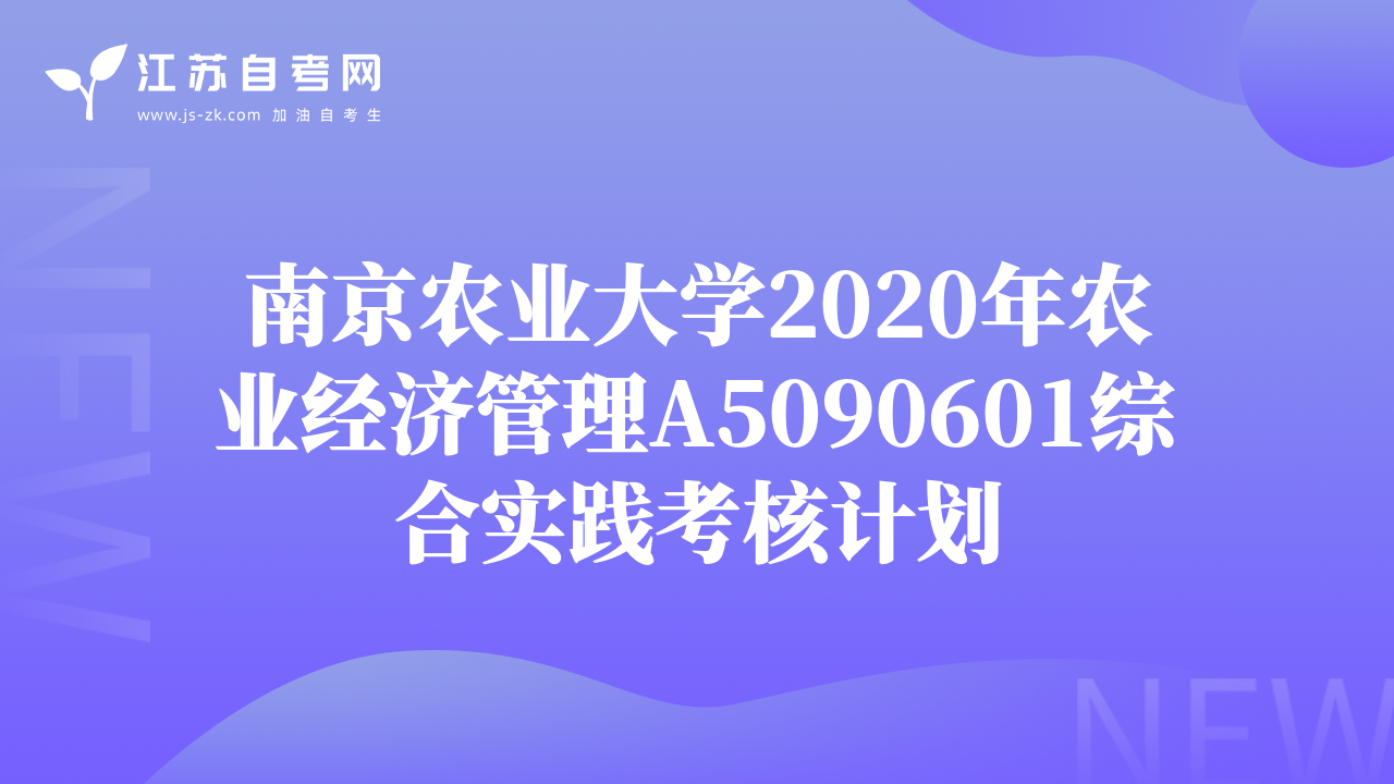 南京農(nóng)業(yè)大學(xué)2020年農(nóng)業(yè)經(jīng)濟(jì)管理A5090601綜合實(shí)踐考核計(jì)劃
