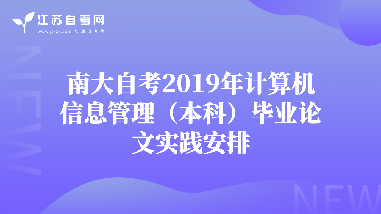 南大自考2019年計算機信息管理（本科）畢業(yè)論文實踐安排